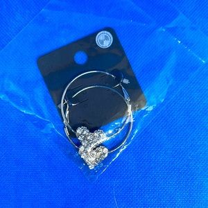 Silver heart bling hoops